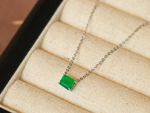 Load image into Gallery viewer, LUOWEND 18K White Gold Natural Emerald Necklace for Women
