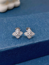 Load image into Gallery viewer, LUOWEND 18K White Gold Natural Diamond Earrings for Women
