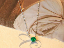 Load image into Gallery viewer, LUOWEND 18K White Gold Natural Emerald Necklace for Women
