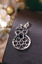 Load image into Gallery viewer, LUOWEND 18K White Gold Real Natural Sapphire and Diamond Necklace for Women
