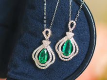 Load image into Gallery viewer, LUOWEND 18K White gold Natural Emerald Necklace for Women
