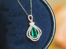 Load image into Gallery viewer, LUOWEND 18K White gold Natural Emerald Necklace for Women
