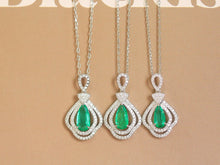 Load image into Gallery viewer, LUOWEND 18K White gold Natural Emerald Necklace for Women
