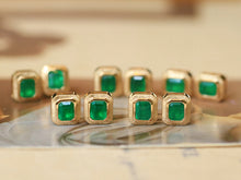 Load image into Gallery viewer, LUOWEND 18K Yellow Gold Earrings Natural Emerald Earrings for Women

