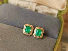 Load image into Gallery viewer, LUOWEND 18K Yellow Gold Earrings Natural Emerald Earrings for Women
