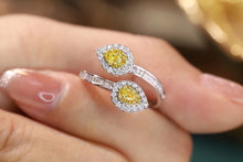Load image into Gallery viewer, LUOWEND 18K White Gold Real Natural Yellow Diamond Ring for Women

