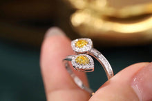 Load image into Gallery viewer, LUOWEND 18K White Gold Real Natural Yellow Diamond Ring for Women
