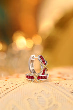 Load image into Gallery viewer, LUOWEND 18K White and Yellow Gold Real Natural Ruby and Diamond Gemstone Earrings for Women
