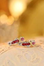Load image into Gallery viewer, LUOWEND 18K White and Yellow Gold Real Natural Ruby and Diamond Gemstone Earrings for Women
