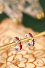 Load image into Gallery viewer, LUOWEND 18K White and Yellow Gold Real Natural Ruby and Diamond Gemstone Earrings for Women
