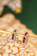 Load image into Gallery viewer, LUOWEND 18K White and Yellow Gold Real Natural Ruby and Diamond Gemstone Earrings for Women
