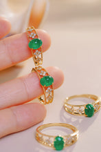 Load image into Gallery viewer, LUOWEND 18K Yellow Gold Real Natural Diamond and Emerald Ring for Women
