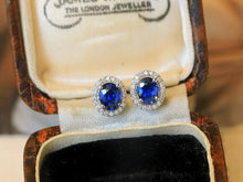 Load image into Gallery viewer, LUOWEND 18K White Gold Natural Sapphire Earrings for Women
