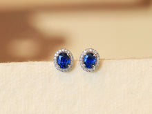 Load image into Gallery viewer, LUOWEND 18K White Gold Natural Sapphire Earrings for Women

