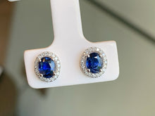 Load image into Gallery viewer, LUOWEND 18K White Gold Natural Sapphire Earrings for Women
