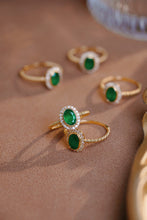 Load image into Gallery viewer, LUOWEND 18K Yellow Gold Real Natural Diamond and Emerald Ring for Women

