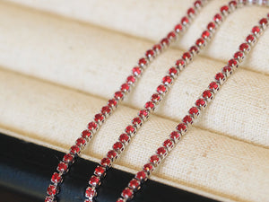 LUOWEND 18K White Gold Natural Ruby Bracelet for Women
