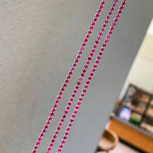 LUOWEND 18K White Gold Natural Ruby Bracelet for Women