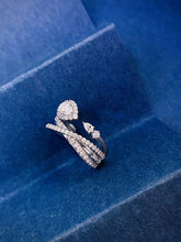 Load image into Gallery viewer, LUOWEND 18K White Gold Natural Diamond Ring for Women
