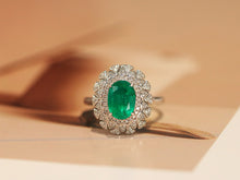 Load image into Gallery viewer, LUOWEND 18K White Gold Natural Emerald Ring for Women
