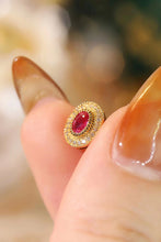 Load image into Gallery viewer, LUOWEND 18K Yellow Gold Real Natural Ruby and Diamond Gemstone Earrings for Women

