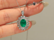 Load image into Gallery viewer, LUOWEND 18K White Gold Natural Emerald Ring for Women
