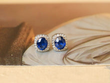 Load image into Gallery viewer, LUOWEND 18K White Gold Natural Sapphire Earrings for Women
