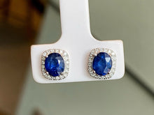 Load image into Gallery viewer, LUOWEND 18K White Gold Natural Sapphire Earrings for Women
