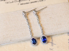 Load image into Gallery viewer, LUOWEND 18K White Gold Natural Sapphire Earrings for Women
