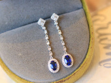 Load image into Gallery viewer, LUOWEND 18K White Gold Natural Sapphire Earrings for Women

