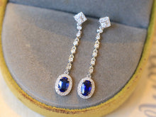 Load image into Gallery viewer, LUOWEND 18K White Gold Natural Sapphire Earrings for Women

