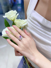 Load image into Gallery viewer, LUOWEND 18K White Gold Natural Diamond and Sapphire Ring for Women
