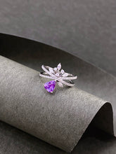 Load image into Gallery viewer, LUOWEND 18K White Gold Natural Diamond and Sapphire Ring for Women
