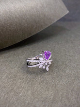 Load image into Gallery viewer, LUOWEND 18K White Gold Natural Diamond and Sapphire Ring for Women
