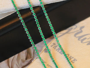 LUOWEND 18K White Gold Natural Emerald Bracelet for Women