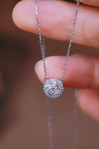 LUOWEND 18K White Gold Real Natural Diamond Pendant Necklace for Women