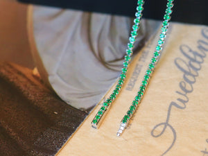 LUOWEND 18K White Gold Natural Emerald Bracelet for Women