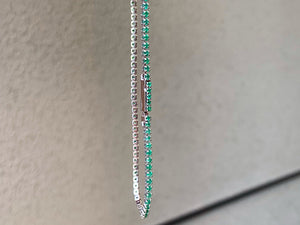 LUOWEND 18K White Gold Natural Emerald Bracelet for Women