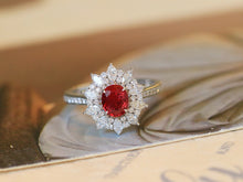 Load image into Gallery viewer, LUOWEND 18K White Gold Natural Ruby Ring for Women
