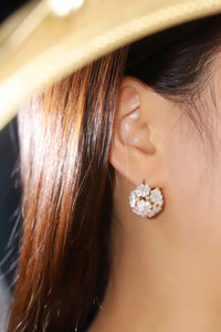 LUOWEND 18K Yellow Gold Real Natural Diamond Hoop Earrings for Women