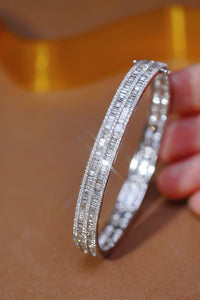 LUOWEND 18K White Gold Real Natural Diamond Bracelet for Women