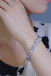 LUOWEND 18K White Gold Real Natural Diamond Bracelet for Women