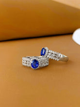 Load image into Gallery viewer, LUOWEND 18K White Gold Natural Diamond and Sapphire Ring for Women
