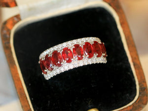 LUOWEND 18K White Gold Natural Ruby Ring for Women