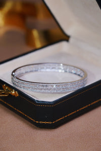LUOWEND 18K White Gold Real Natural Diamond Bracelet for Women