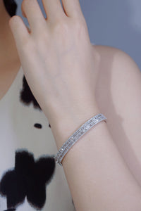 LUOWEND 18K White Gold Real Natural Diamond Bracelet for Women