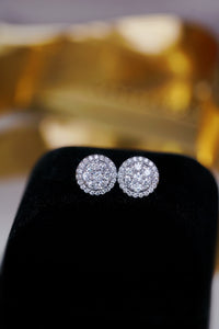 LUOWEND 18K White Gold Real Natural Diamond Stud Earrings for Women
