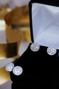 LUOWEND 18K White Gold Real Natural Diamond Stud Earrings for Women