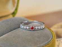 Load image into Gallery viewer, LUOWEND 18K White Gold Natural Ruby Ring for Women
