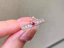 Load image into Gallery viewer, LUOWEND 18K White Gold Natural Ruby Ring for Women
